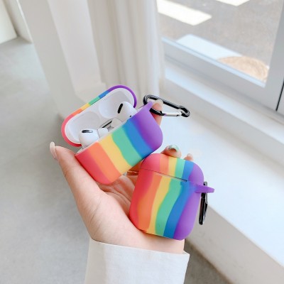 Rainbow Silicone Earphone case for Airpods pro Wireless Charging Box Protective Cover